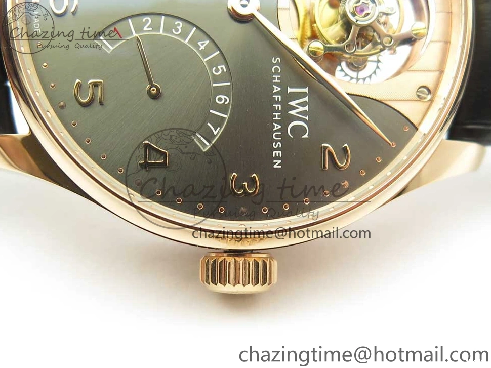 MIROTIME 1220 Portuguese Tourbillon IW5046 RG ZF Best Edition Gray Dial on Black Leather Strap SmoothTexture 7142